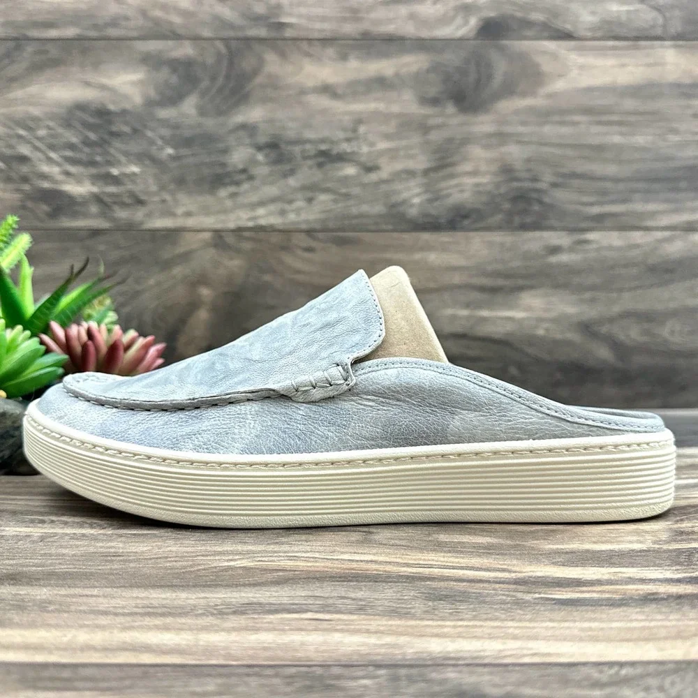 NIB Sofft Somers Moc 8.5M Light Gray Leather Sneaker Mules - Picture 5 of 11